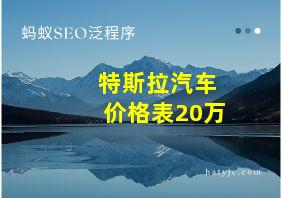 特斯拉汽车价格表20万