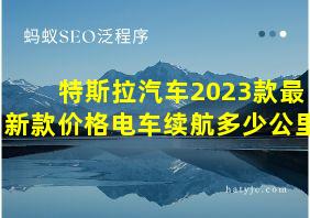 特斯拉汽车2023款最新款价格电车续航多少公里