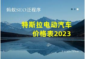 特斯拉电动汽车价格表2023