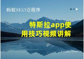 特斯拉app使用技巧视频讲解