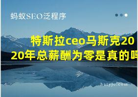 特斯拉ceo马斯克2020年总薪酬为零是真的吗