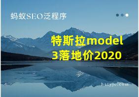 特斯拉model 3落地价2020