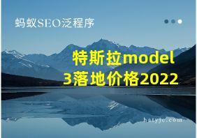 特斯拉model3落地价格2022