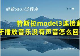 特斯拉model3连接蓝牙播放音乐没有声音怎么回事