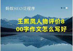 王熙凤人物评价800字作文怎么写好