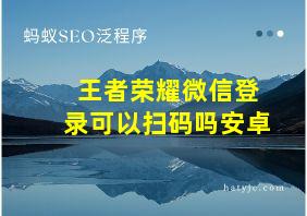 王者荣耀微信登录可以扫码吗安卓