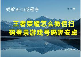 王者荣耀怎么微信扫码登录游戏号码呢安卓