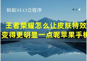 王者荣耀怎么让皮肤特效变得更明显一点呢苹果手机