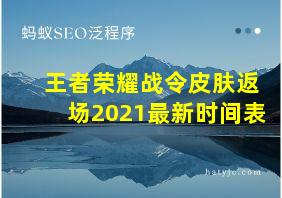 王者荣耀战令皮肤返场2021最新时间表