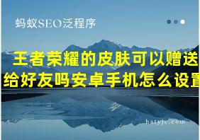 王者荣耀的皮肤可以赠送给好友吗安卓手机怎么设置