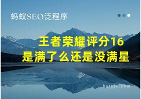 王者荣耀评分16是满了么还是没满星