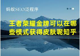 王者荣耀金牌可以在哪些模式获得皮肤呢知乎