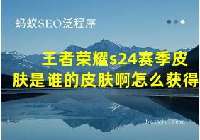 王者荣耀s24赛季皮肤是谁的皮肤啊怎么获得