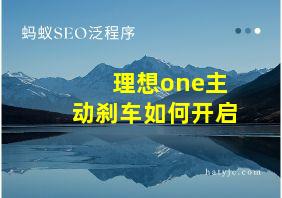 理想one主动刹车如何开启