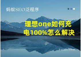 理想one如何充电100%怎么解决