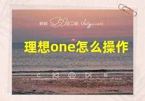 理想one怎么操作