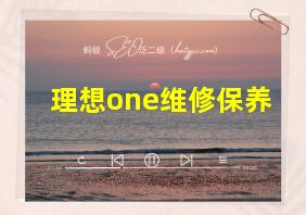 理想one维修保养