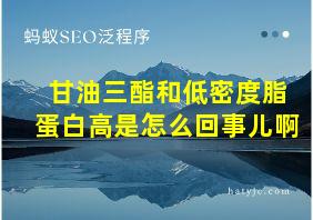 甘油三酯和低密度脂蛋白高是怎么回事儿啊