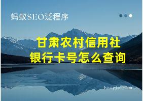 甘肃农村信用社银行卡号怎么查询