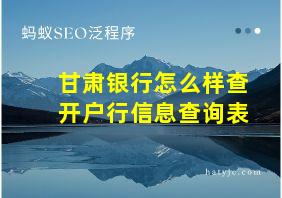 甘肃银行怎么样查开户行信息查询表