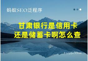 甘肃银行是信用卡还是储蓄卡啊怎么查