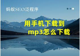 用手机下载到mp3怎么下载