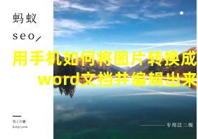 用手机如何将图片转换成word文档并编辑出来