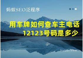 用车牌如何查车主电话12123号码是多少