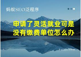 申请了灵活就业可是没有缴费单位怎么办