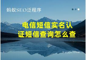 电信短信实名认证短信查询怎么查