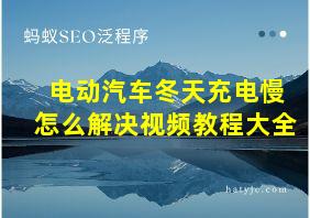 电动汽车冬天充电慢怎么解决视频教程大全