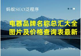 电器品牌名称总汇大全图片及价格查询表最新