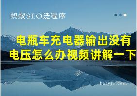 电瓶车充电器输出没有电压怎么办视频讲解一下