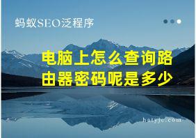 电脑上怎么查询路由器密码呢是多少