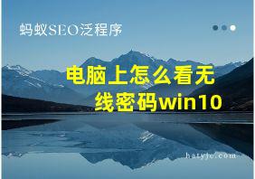 电脑上怎么看无线密码win10