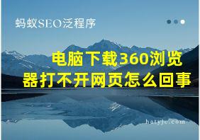 电脑下载360浏览器打不开网页怎么回事