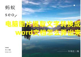 电脑图片提取文字转换成word文档怎么弄出来