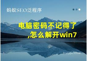 电脑密码不记得了,怎么解开win7