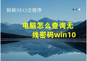 电脑怎么查询无线密码win10