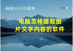 电脑怎样提取图片文字内容的软件