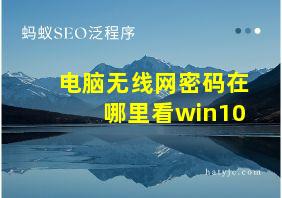 电脑无线网密码在哪里看win10