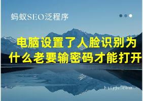 电脑设置了人脸识别为什么老要输密码才能打开