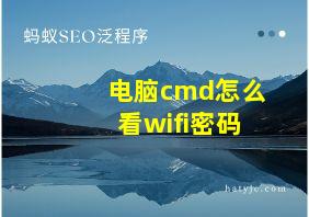 电脑cmd怎么看wifi密码