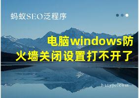 电脑windows防火墙关闭设置打不开了