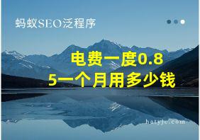 电费一度0.85一个月用多少钱