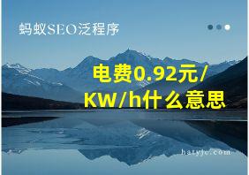 电费0.92元/KW/h什么意思