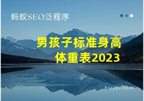 男孩子标准身高体重表2023