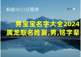 男宝宝名字大全2024属龙取名姓夏,男,铭字辈