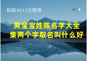 男宝宝姓陈名字大全集两个字取名叫什么好