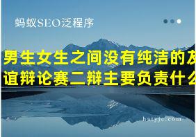 男生女生之间没有纯洁的友谊辩论赛二辩主要负责什么